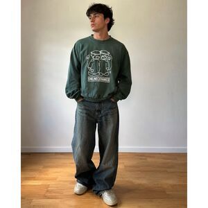 Online Ceramics Green Y2K Pullover Sweatshirt Top Shirt Tee Mens Size XXL